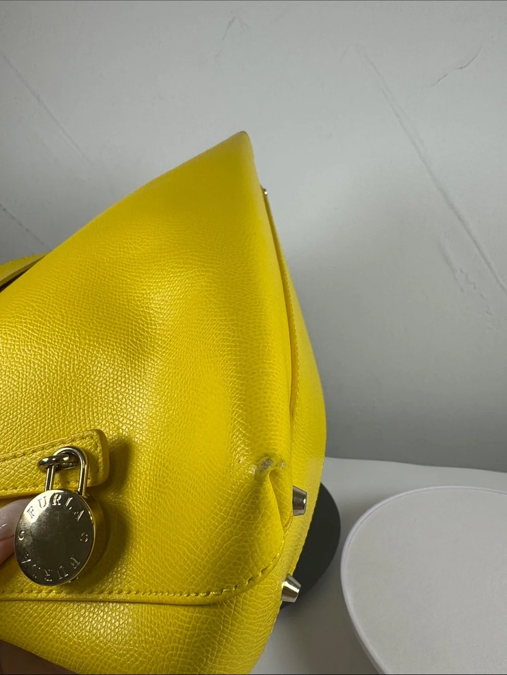 Furla Piper Sunny Yellow Medium Dome Leather Satchel